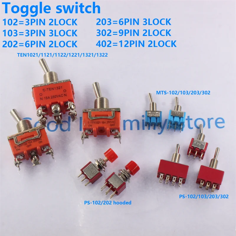 Button switch TEN1021 1221/1321/1322 MTS-102 202  PS-102 202 203 303 3-pin 2nd gear 6-pin 2nd gear 9-pin 2nd gear button switch