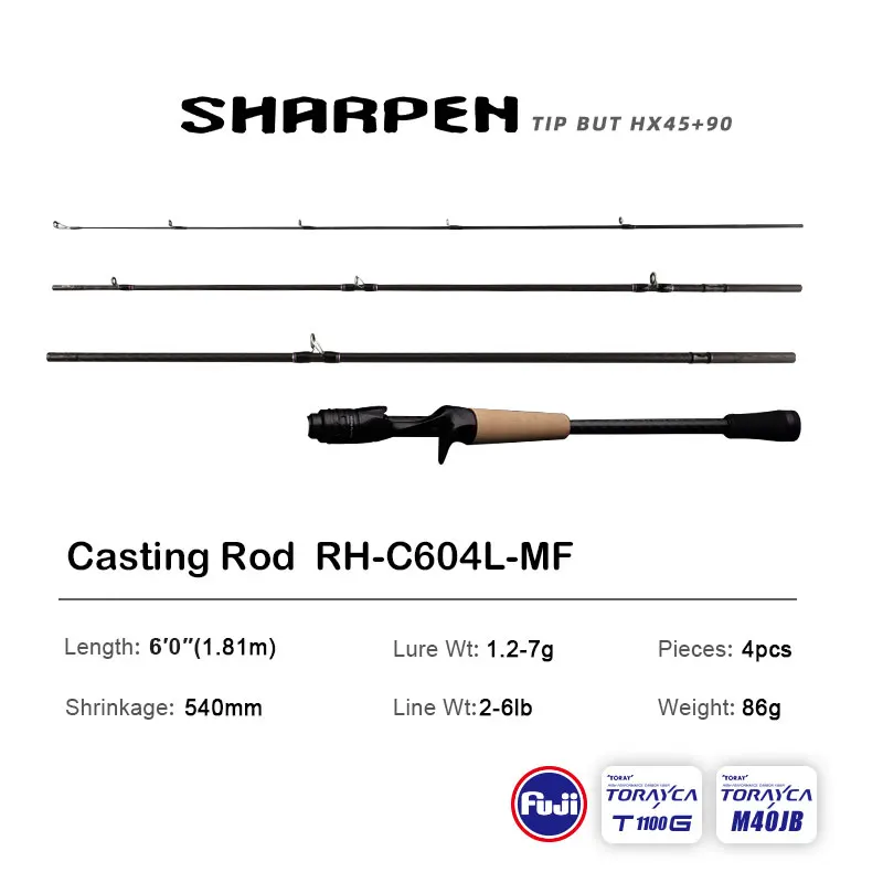 PURELURE SHARPEN Travel Spinning and Casting Fishing Rod