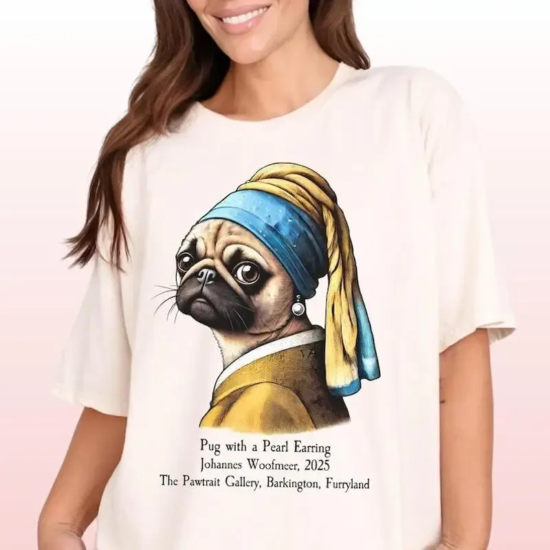 Pug Nightgown Custom Dog Breed Night T Shirt Vermeers Girl With The Pearl Earring