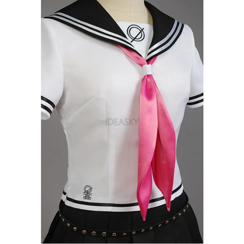 أقراط dd54danganronpa Ibuki Mioda التأثيرية، جوارب شعر مستعار، إكسسوارات كاملة، أحذية، قلادة، قميص قرن للأطفال، زي مدرسي