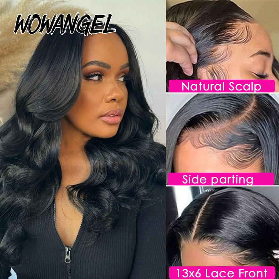 Wow Angel 34 pollici 13x6 HD Parrucche frontali complete Onda del corpo Pelli di fusione HD Parrucche anteriori in pizzo per capelli umani Parrucche brasiliane pre pizzicate