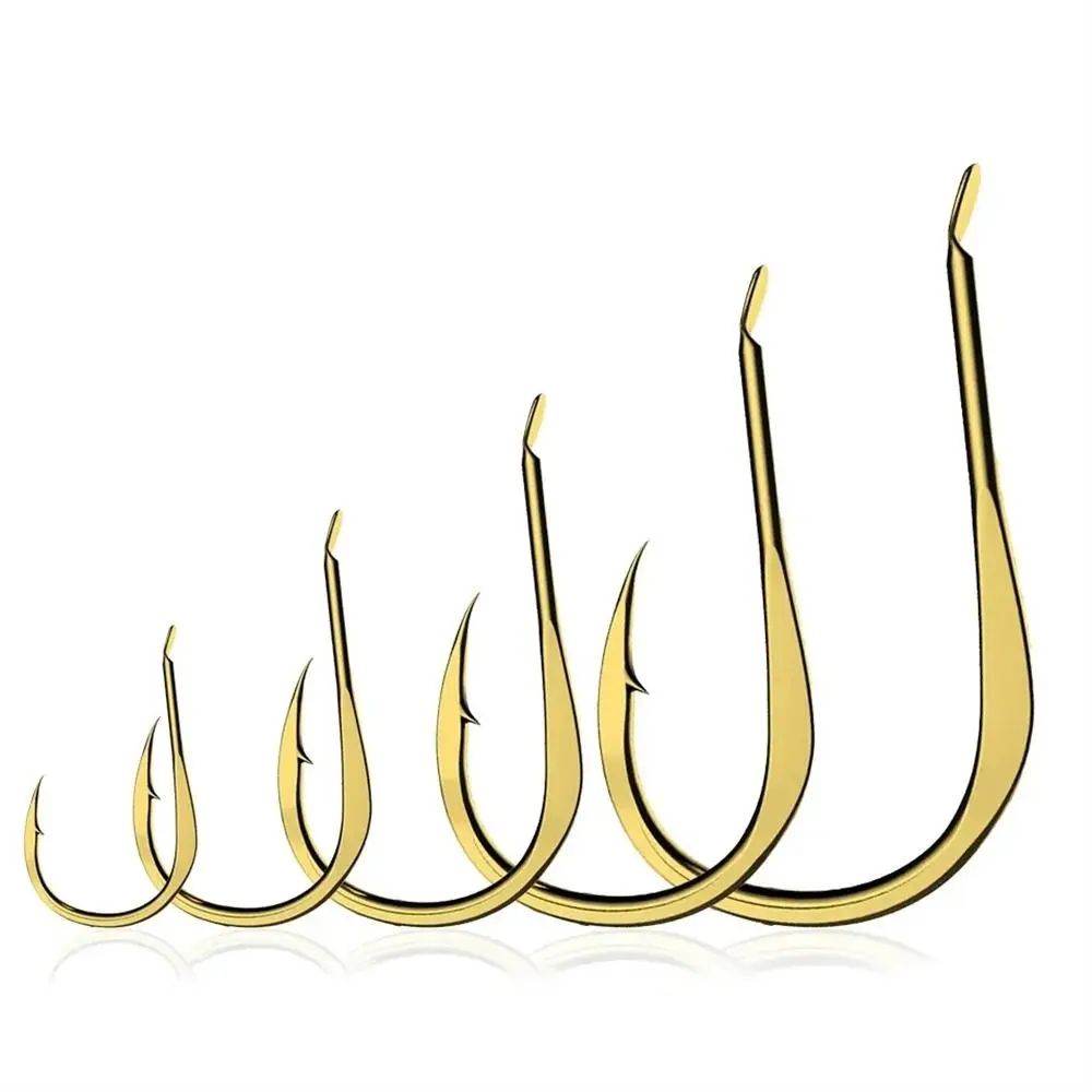 

20Pcs/Pack High Carbon Steel Golden Fishing Hooks Single Sharp Barbed Hook Puncture Strong Barbed Gold Fish Hooks