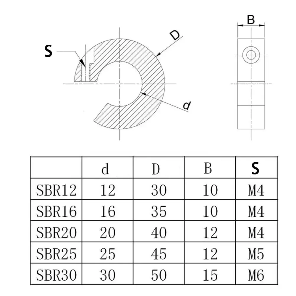 4pcs SBR12 SBR16 Linear Rail Stop Collars Aluminum Alloy Shaft Limit Fixing Rings CNC Parts Tool Linear Rail Shaft Stop Collars - Image 6
