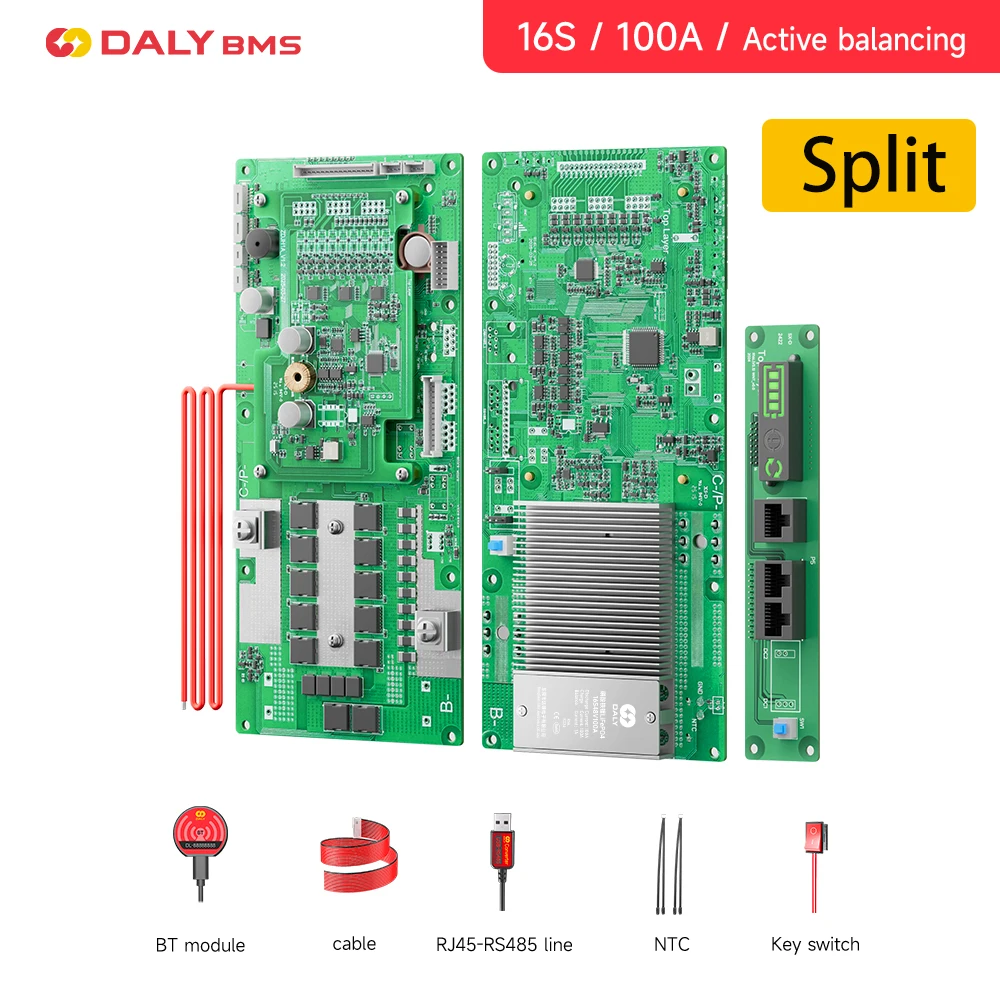 DALY Smart BMS Energie-omvormer BMS Actieve Balancer 8S 24V 16S 48V 100A Li-ion/Lifepo4 Batterij BMS voor Deye Victron Omvormer