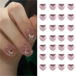 6mm Light Pink Heart Rhinestone 3D Nail Art Charms 50Pcs Flat-Back Crystal Manicure Accessory DIY Love Gems Stone Nail Decor*YK9