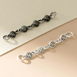 1pc/Lot 925 Sterling Silver Classic Round Coin Design Double Rings Connector Chains 47x5mm DIY Jewelry Extension Chains Crafts