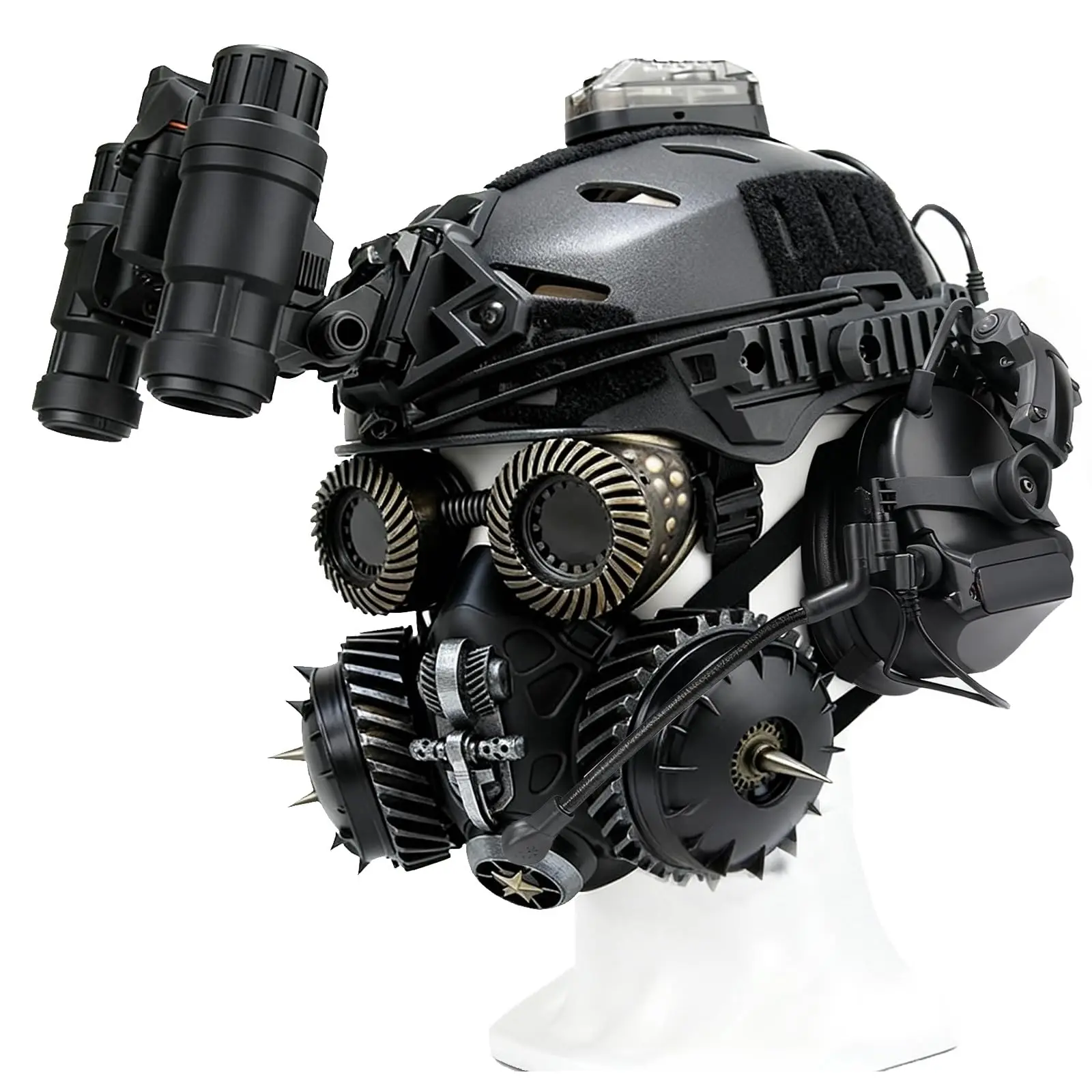 

Airsoft Tactical Bump Helmet Set Gothic Military Style with Comm System, Cyberpunk Airsoft Helmet Kit for Paintball & Cosplay