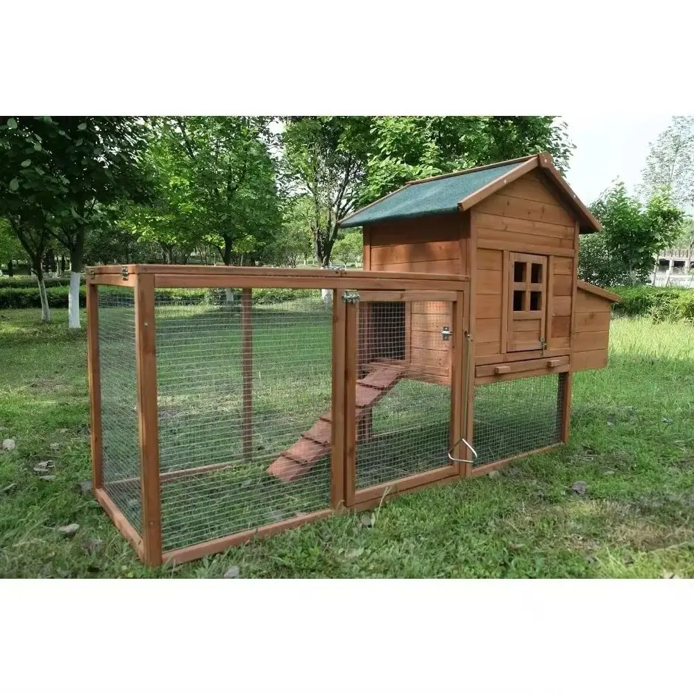 

Chicken Coop for 2-4 Chickens Wooden Hen House Poultry Pet Hutch Run Cage with Waterproof Asphalt Roof, Wir