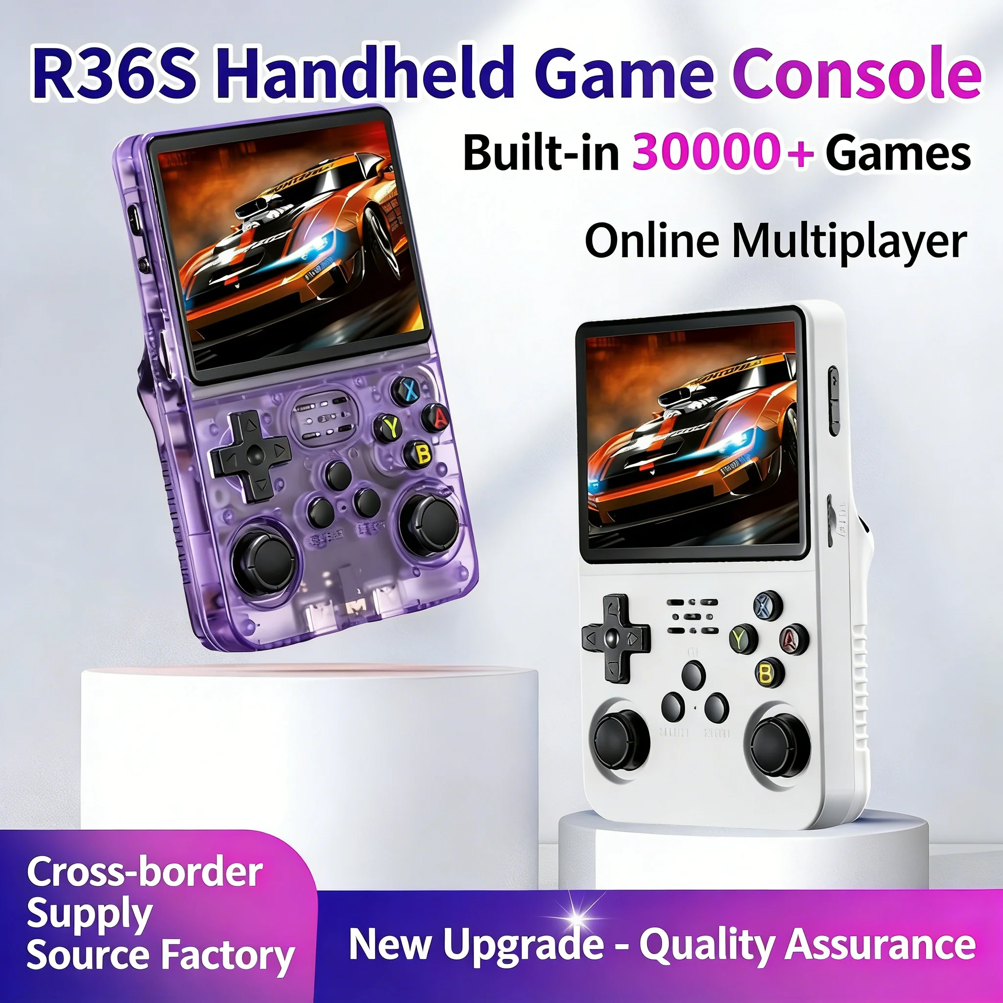 R36S Pocket Handheld Entertainment Device, 3.5 Inch IPS Display, 64GB Storage, Portable Mini Media Player for Casual Use