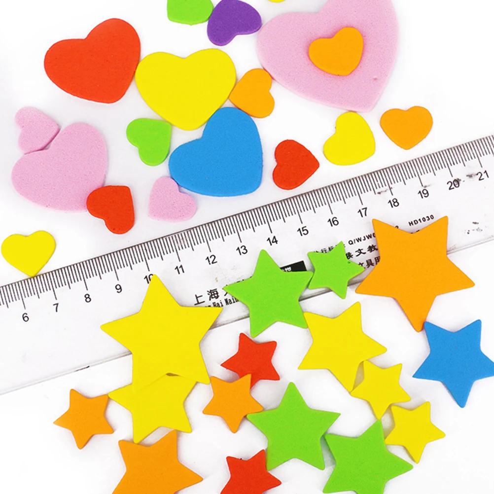 

3 Bags Colorful Eva Sponge Star Shape Stickers Self Adhesive DIY Teaching Materials for Kids School Crafts Color Recognition