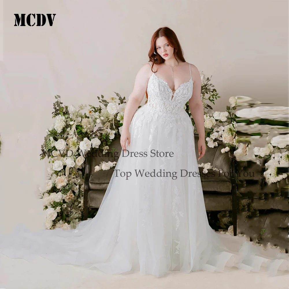 MCDV Boho Elegante Brautkleider für Frauen 2026 Plus Size Maßgeschneiderte Brautkleider Applikationen Rückenfrei V-Ausschnitt Vestidos De Novia
