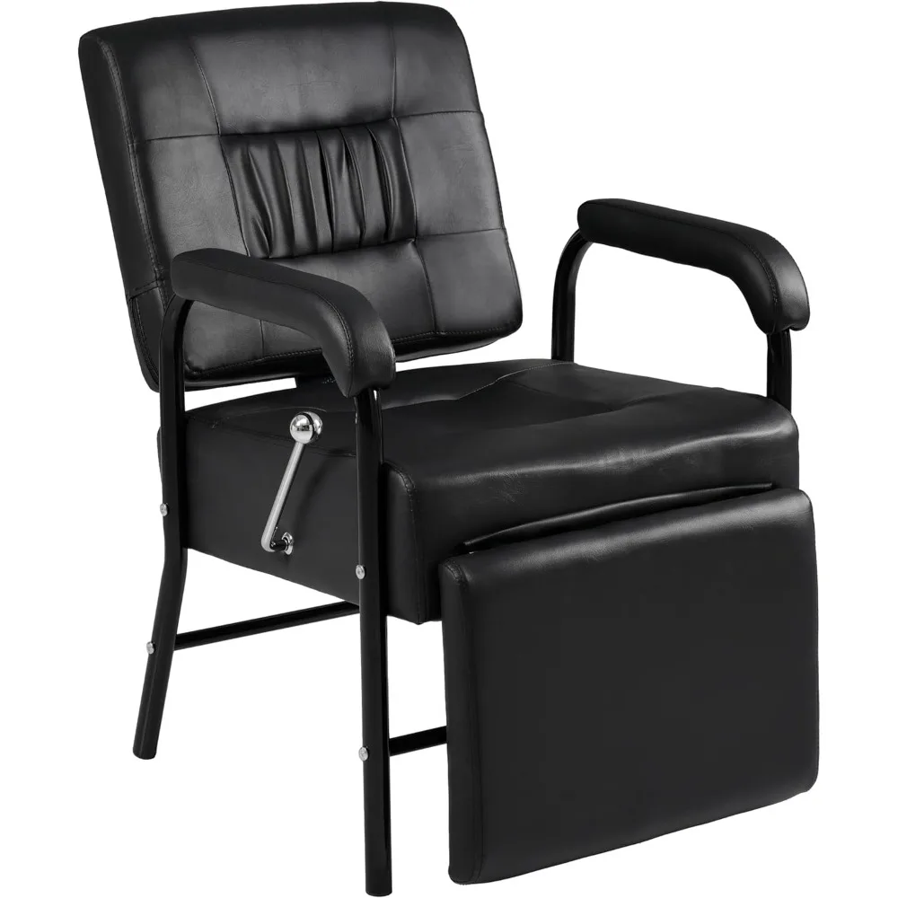 كرسي صالون قابل للتعديل مع مسند للقدمين لمصففي الشعر، 90-150 ° معدات مقعد الحلاقة المنجدة بالجلد المائل #6