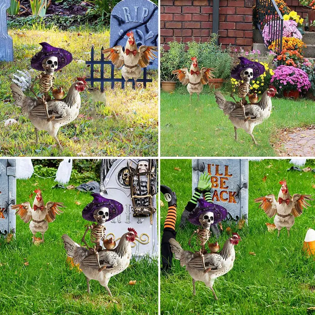 

Halloween Metal Iron Ground Plug Outdoor Garden Courtyard Chicken Garden Plug-in Decoration Shape Creative Skull Decoration H2Y6