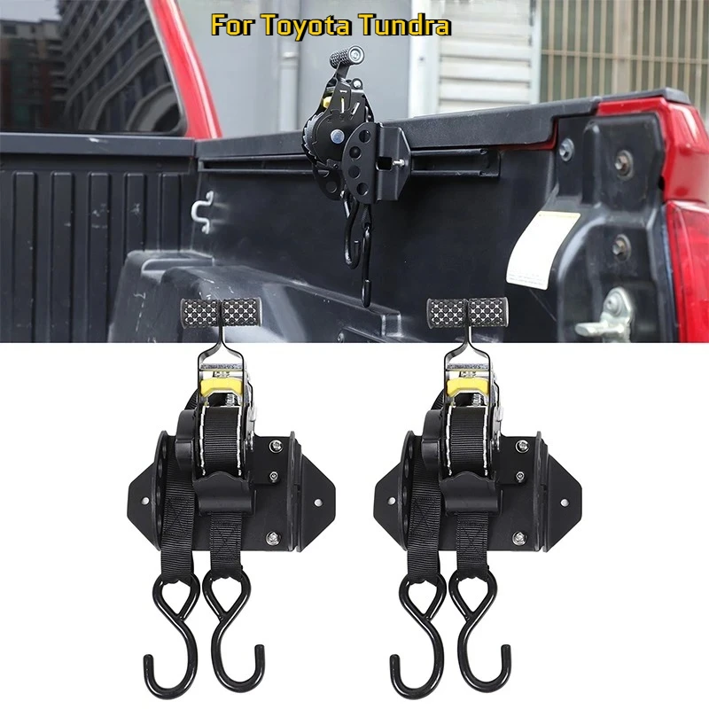 

For 22-24 Toyota Tundra Carbon Steel Pickup Truck Bed Cargo Box Hook Rope Fixed Buckle Cargo Box Securing Strap Car Accessories