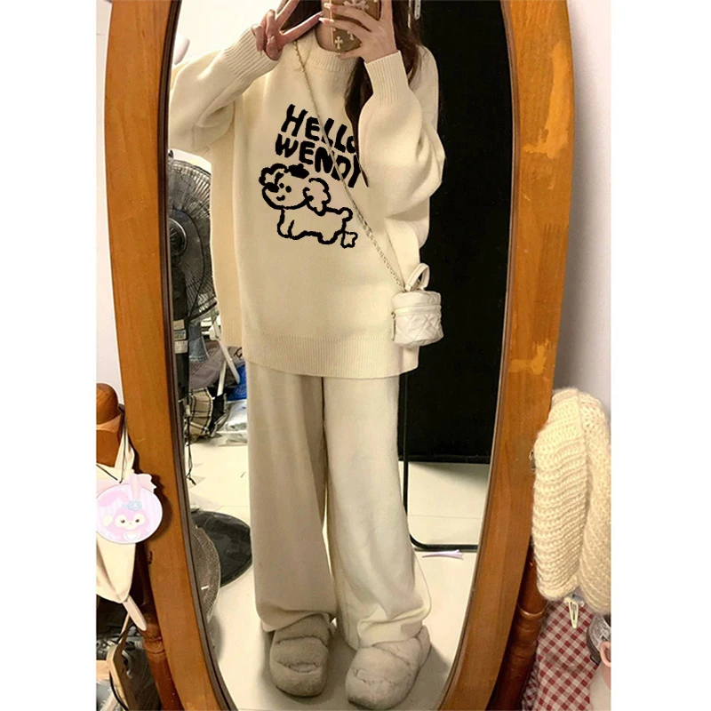 Retro Japanische Sle Weiche Faul runde Ne Pullover frauen Lose Herbst Winter Cartoon INS Trendy Marke Milch Aprikose Farbe top