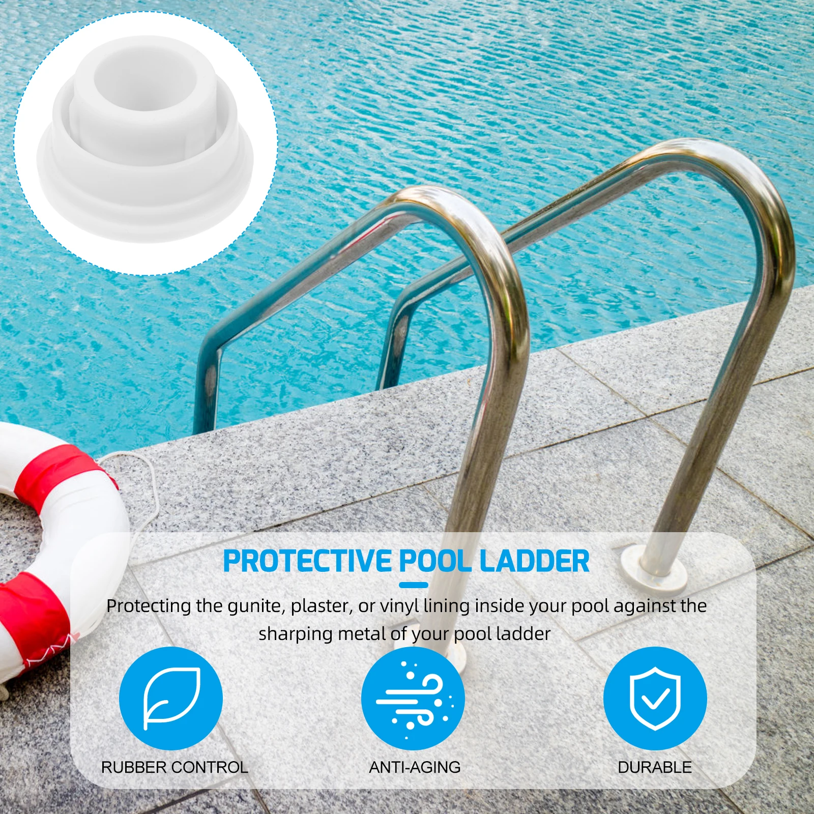 

2 Pcs Ladder Underwater Accessories Pool Bumpers for Inground Rubber Plugs Stopper White Swimming
