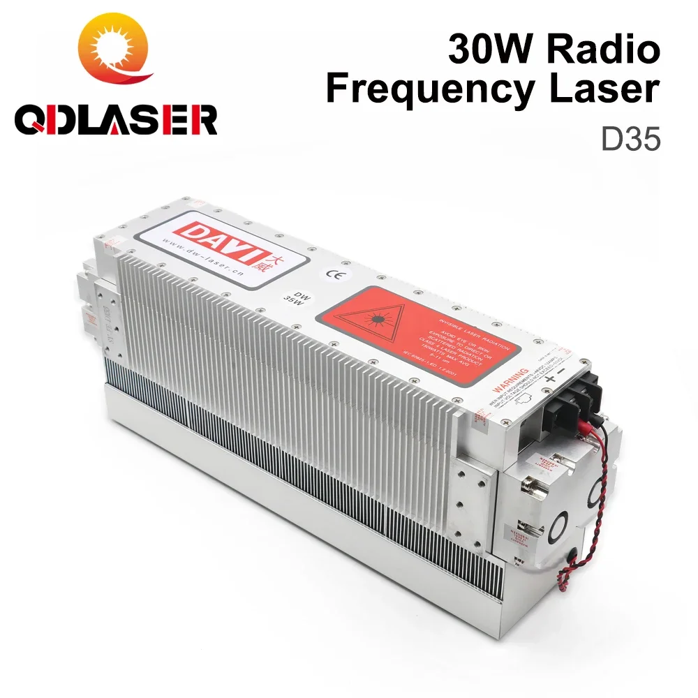 

QDLASER 30W DAVI CO2 RF Laser Tube 10.6/9.3/10.2um Metal CO2 laser tube D35 For CO2 laser engraving and marking machine