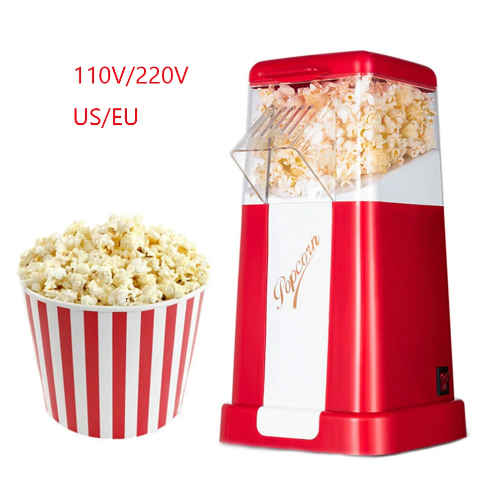 220V/110V Automatic Popcorn Maker Machine US / EU Plug for Home Powerful Fat Free Quick Preparation Household Kitchen Appliances