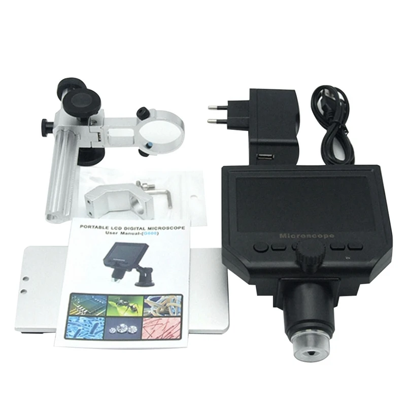 1Set Metal Stand 4.3 Inches HD LCD Video Soldering/ Phone Repair Microscope 600 Magnification Usb Microscope EU Plug