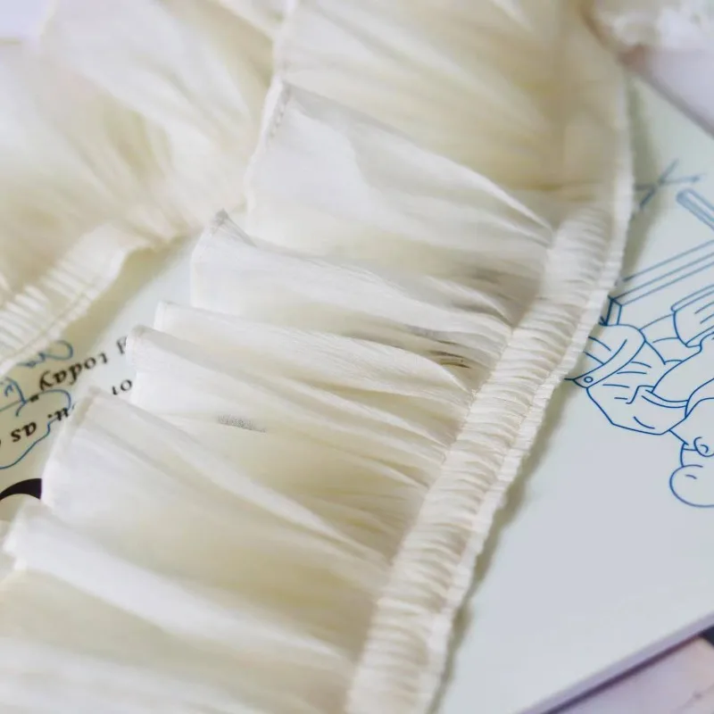 Seersucker beige largo 10 cm Materiale fatto a mano fai-da-te Nuovi accessori in pizzo per abiti da principessa per ragazze
