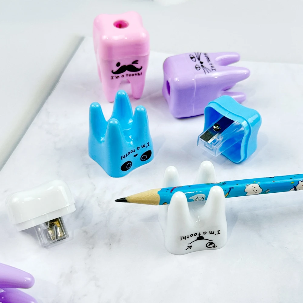 

20 шт./лот, креативная точилка для карандашей в форме зуба, точилки с одним отверстием, стоматолог, детский подарок, студенческие канцелярские принадлежности