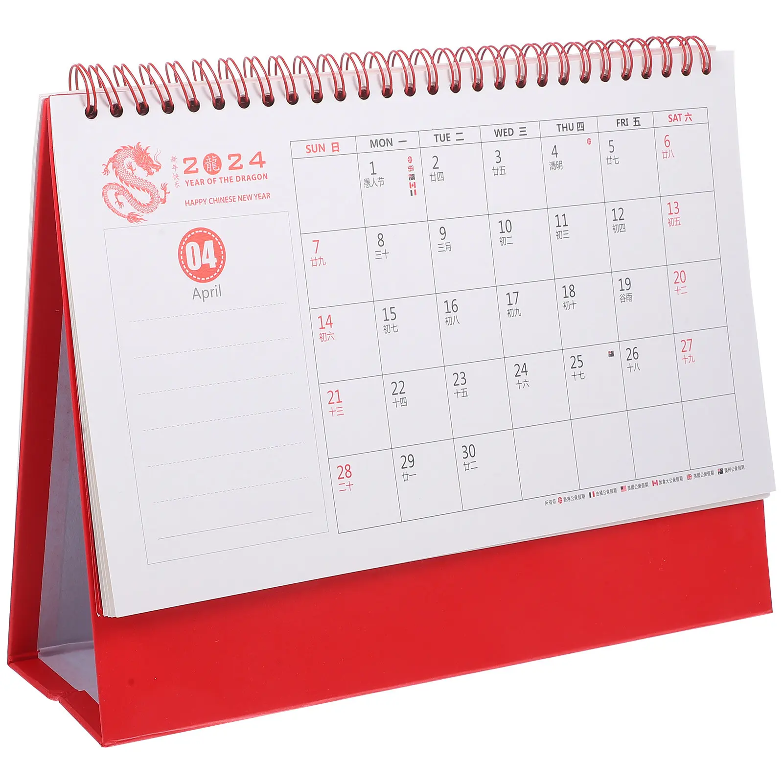 

Dragon Year 2024 Desk Calendar Freestanding Thick Material Desktop Calendar with Stable Holder for Office Home Decoration