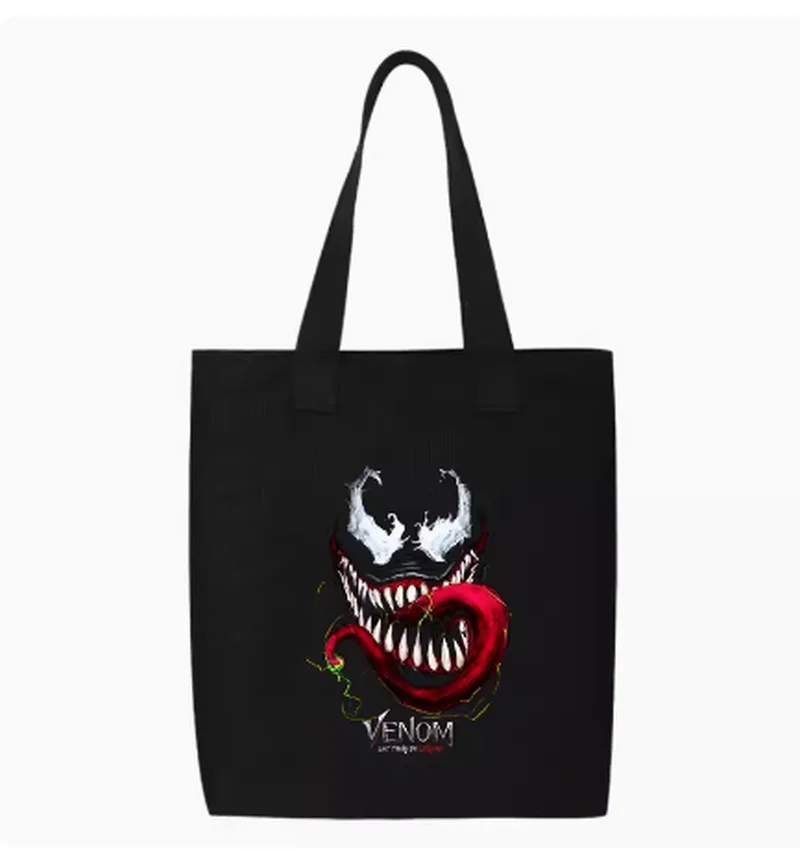 Venom Marvel tas kanvas, tas bahu, tas tangan, tas belanja, tas sekolah, tas Tote kapasitas besar Tutorial siswa