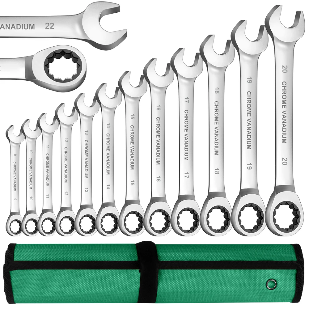 

WOZOBUY Ratchet Wrench Set Double End Ring Spanner Combination Wrench Hand Tool Set Auto Repair Tools Universal Key