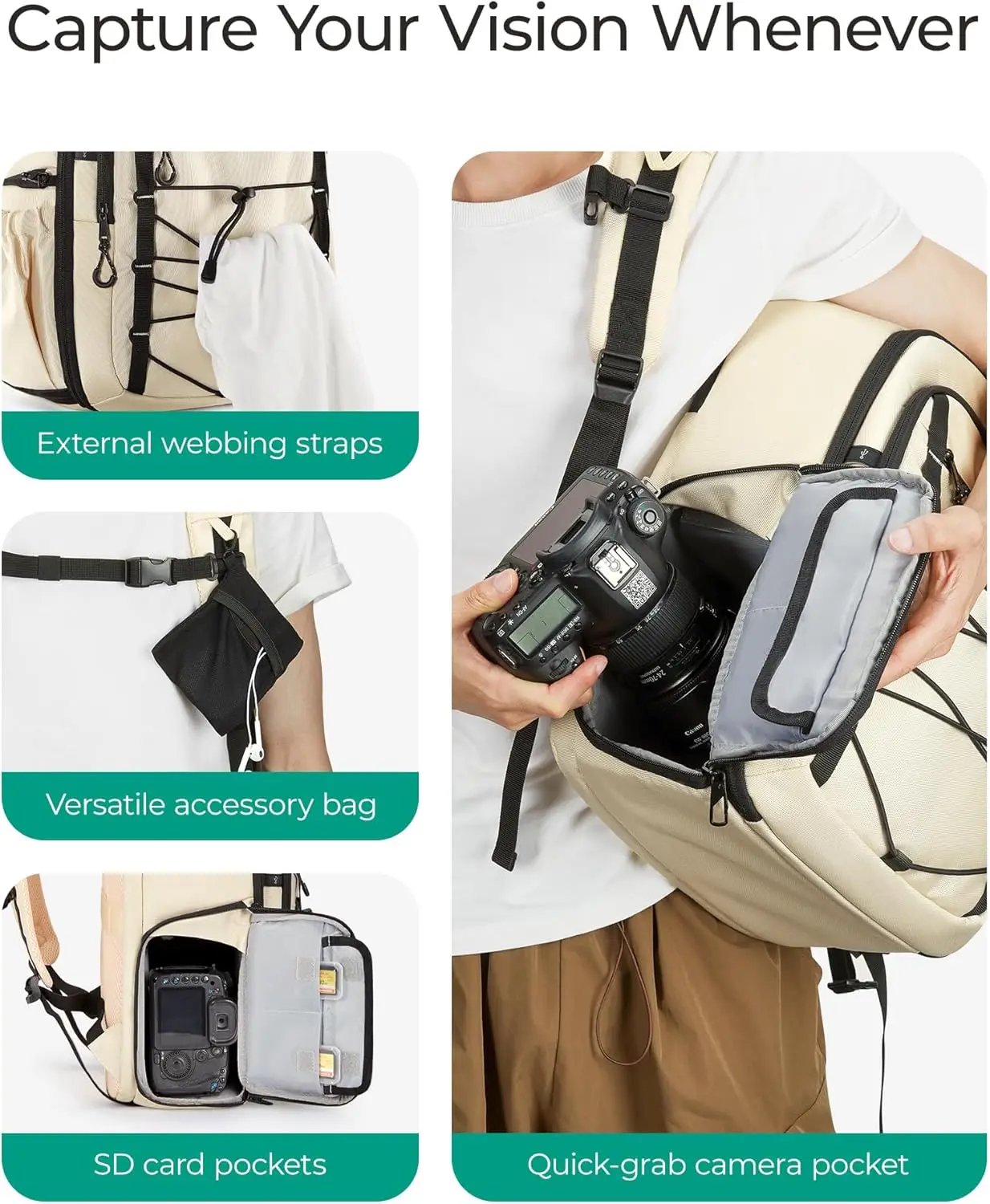 Mochila profesional para cámara DSLR, bolsa protectora para cámara, soporte para trípode y cubierta para lluvia, compartimento para portátil de 17 pulgadas, Dron