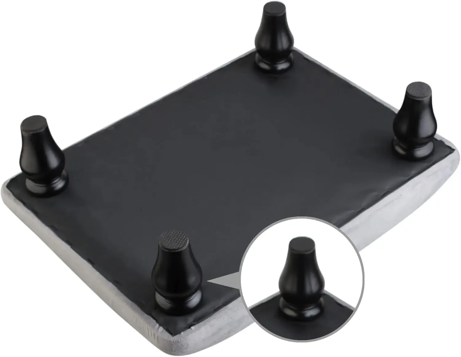 مقعد قدم صغير عثماني مع أرجل خشبية ثابتة، مسند قدم منجد، مقعد مبطن لراحة القدم