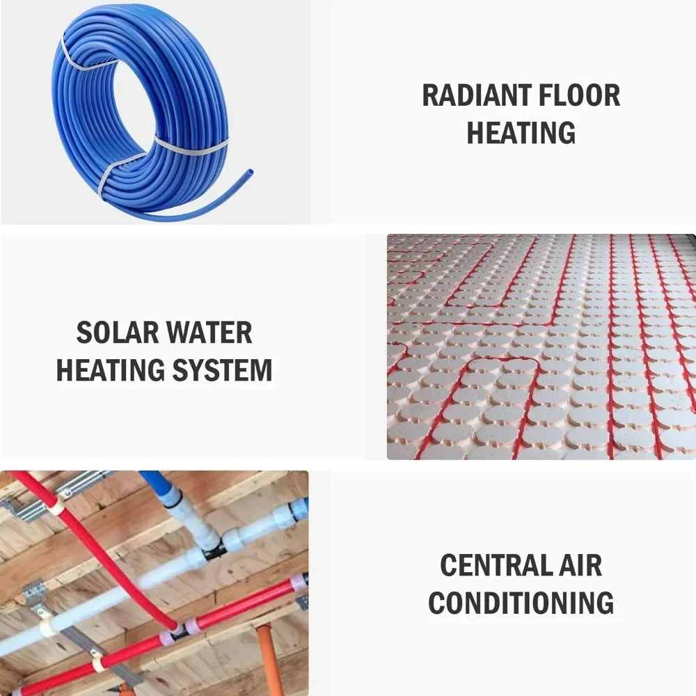 

Zelcan PEX Tubing 1/2 Inch, 2 Rolls of 300ft PEX-B Coil Hose, Non Oxygen Barrier, Radiant Heat Tubing (Red+Blue) for Water Line