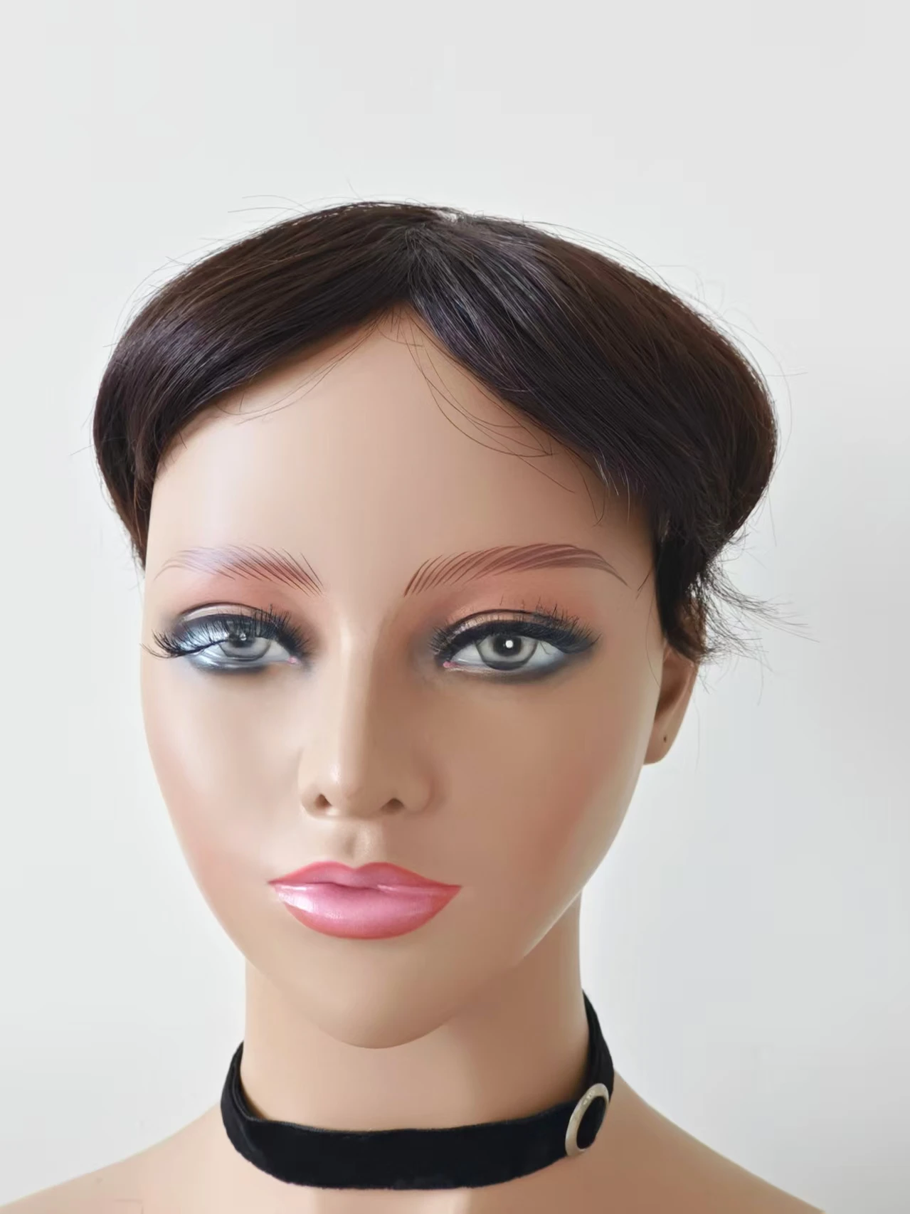 Frontal Hair Topper Pieces To Cover White Hair With Breathable Mesh Base Dark Brown Hair Extensions