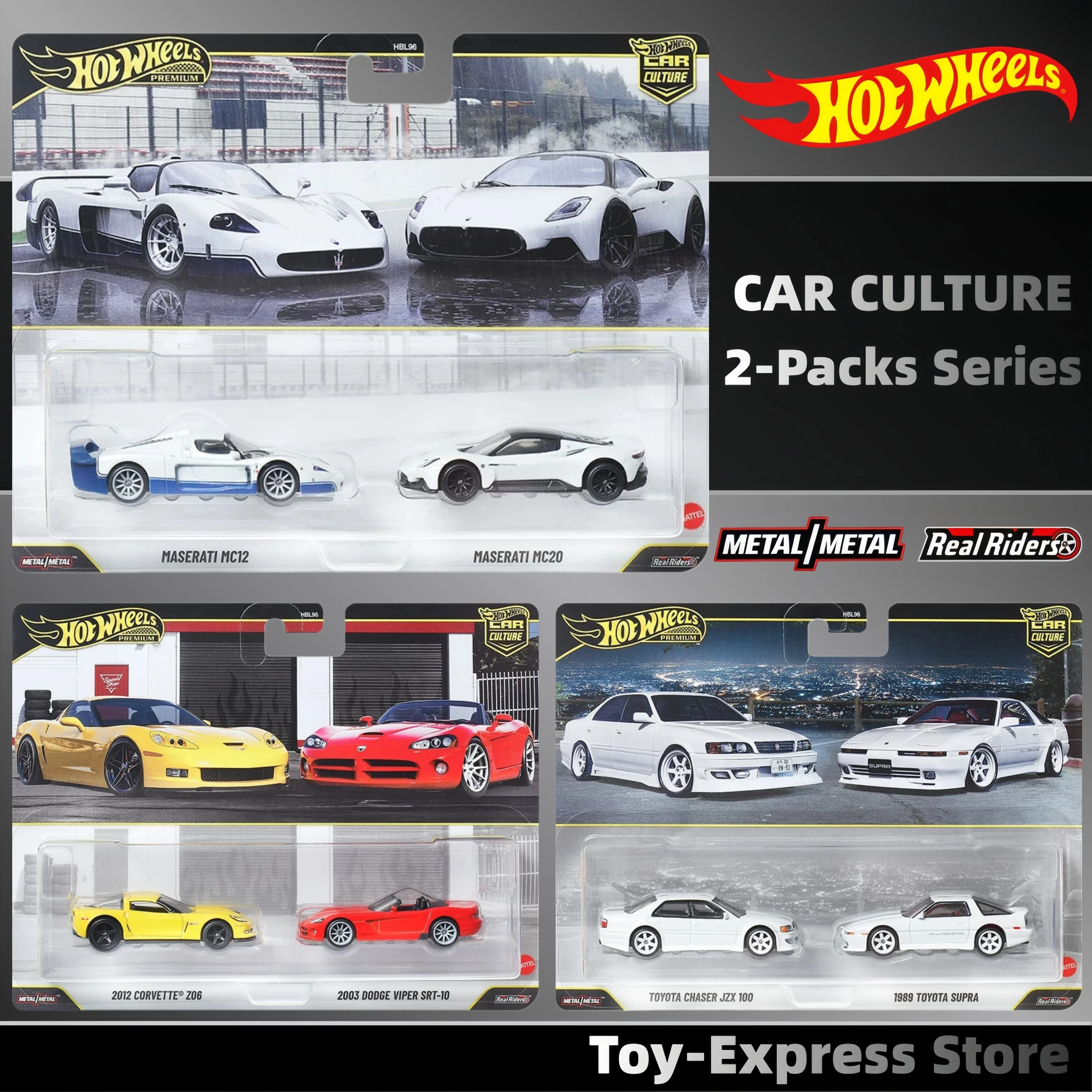 

Hot Wheels Premium 2026 Car Culture 2-Packs Hotwheels Children Toys Maserati Corvette Dodge Toyota 1:64 Car Model Kids Toys Gift