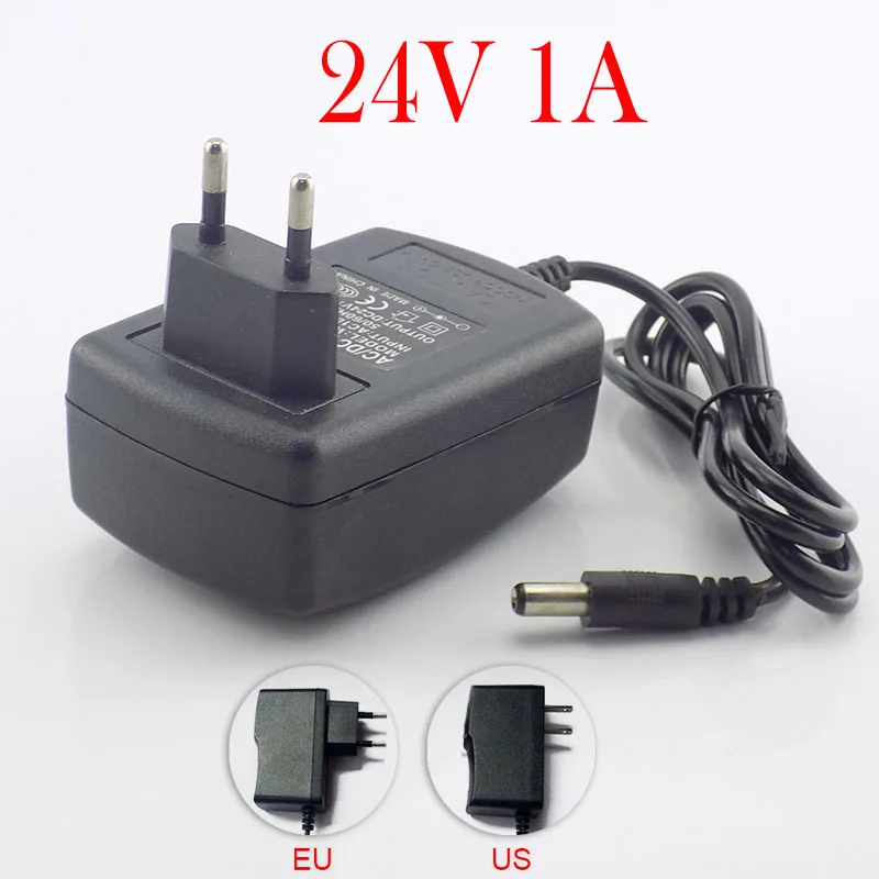 

AC DC 24V 1A 1000ma Power Adaptor 110V 220V Converter Adapter DC24V wall Charger Supply US EU Plug 24w Switch 5.5mm*2.1mm G1