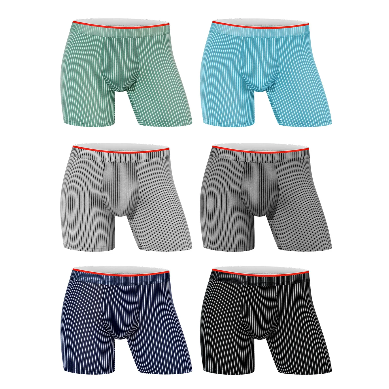 

4Pcs Men's Boxer Shorts High Elastic Male Boxers Underwear Man Stripe Underpants Youth Middle-Aged U Convex Panties S-XXXXL