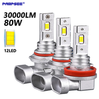 2pcs 80W 30000LM Car LED Headlight Bulbs H11 H8 9006 HB4 9005 HB3 H4 H7 H9 H1 Mini Headlight Kit for High/Beam Bulb Fog Light D9