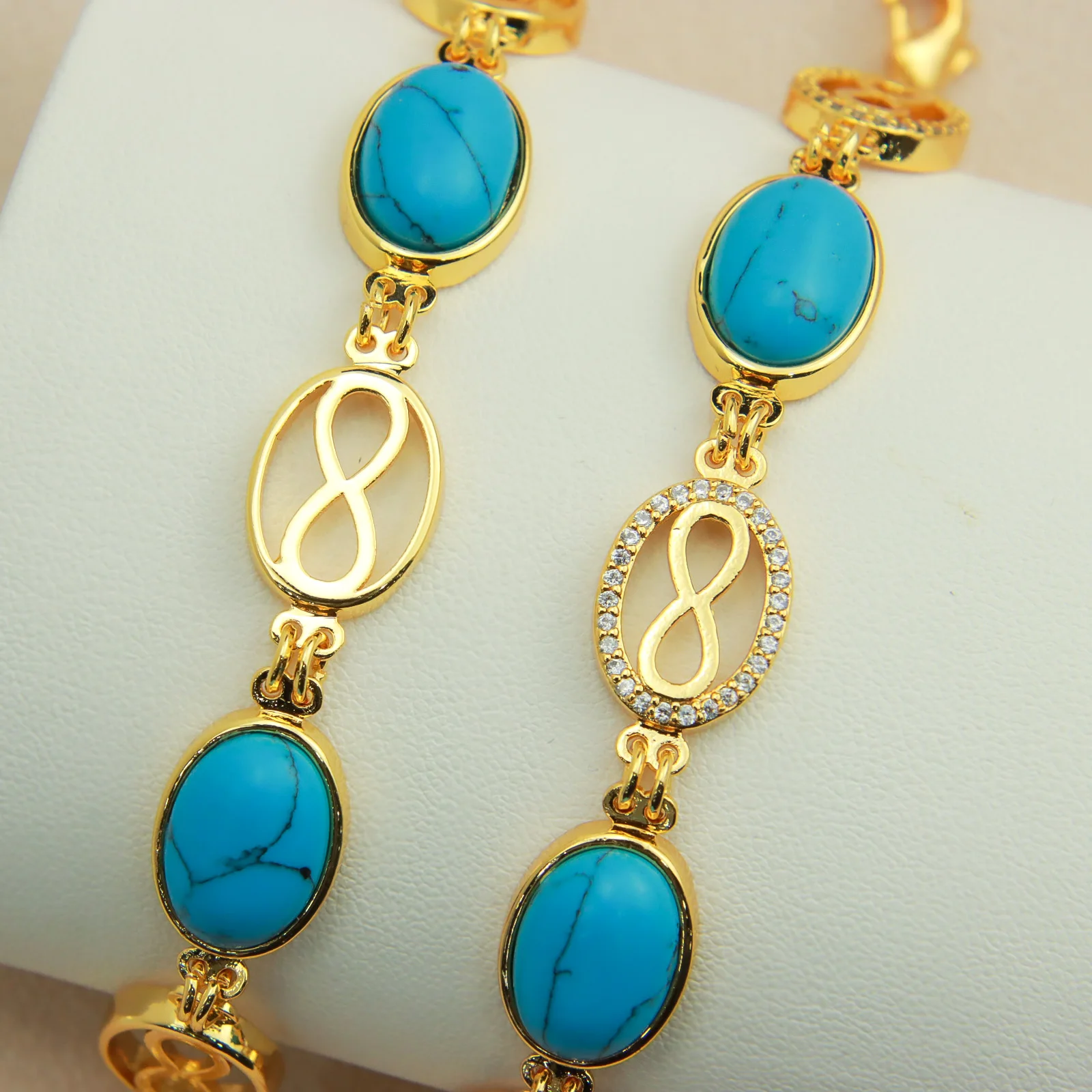 Dubai Gold Color Cuff Bracelet 18k Gold Plated Elegant Turquoise Bangles Arab African Women Fashion Vintage Shiny Jewelry