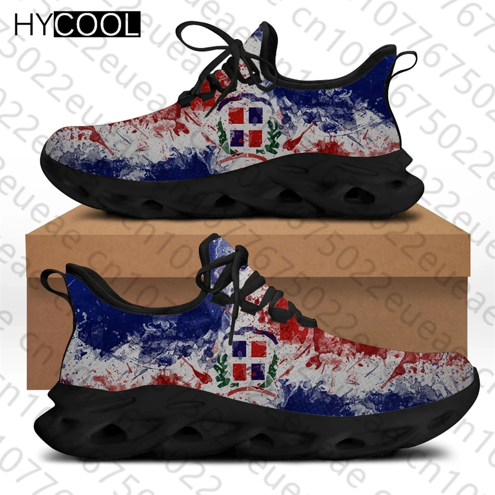 HYCOOL Unisex Running Sneakers Dominican Republic National Flag Printed Breathable Gym Lace Up Sport Shoes Couple Zapatos 2021