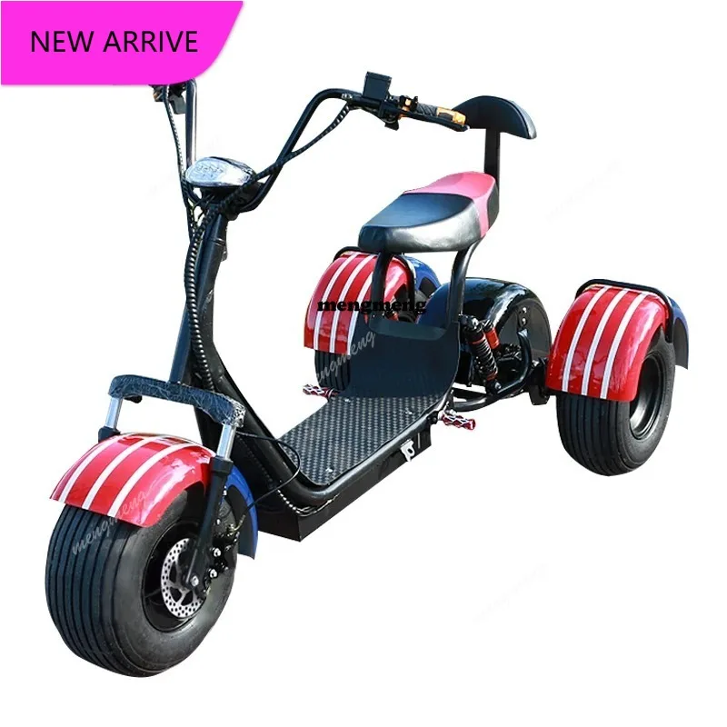 

Мощный трехколесный электрический трицикл 2000W/3000W с сертификатами EEC COC, педалями, двойной батареей, двумя сиденьями и грузовой корзиной