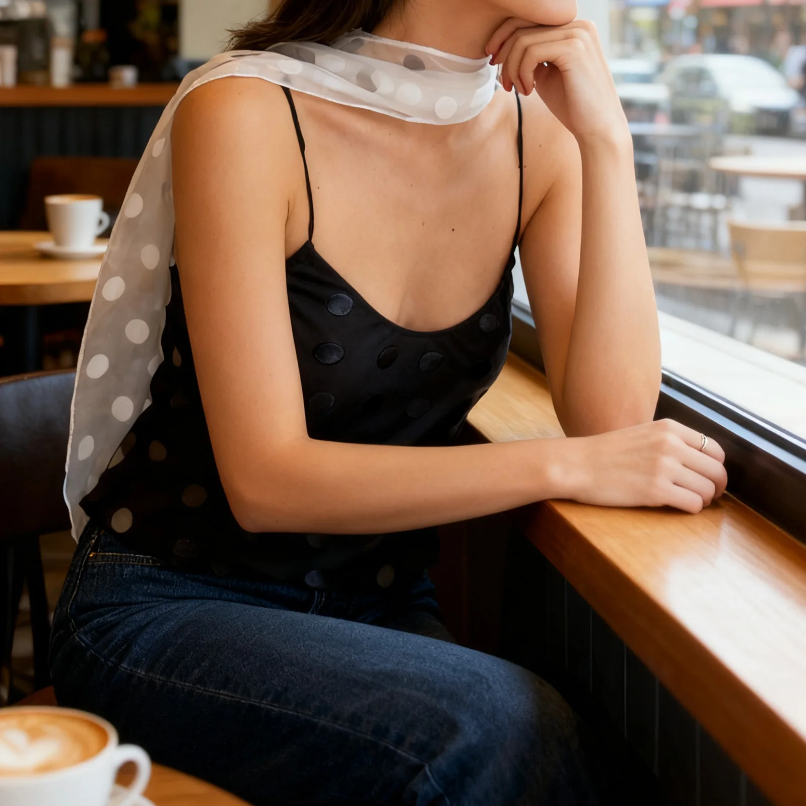 

Women Mesh Camisole Crop Top Fashion Dots Print Cami Tops Sleeveless Spaghetti Strap Camis Mesh Shirt Female Tank Top Clothes