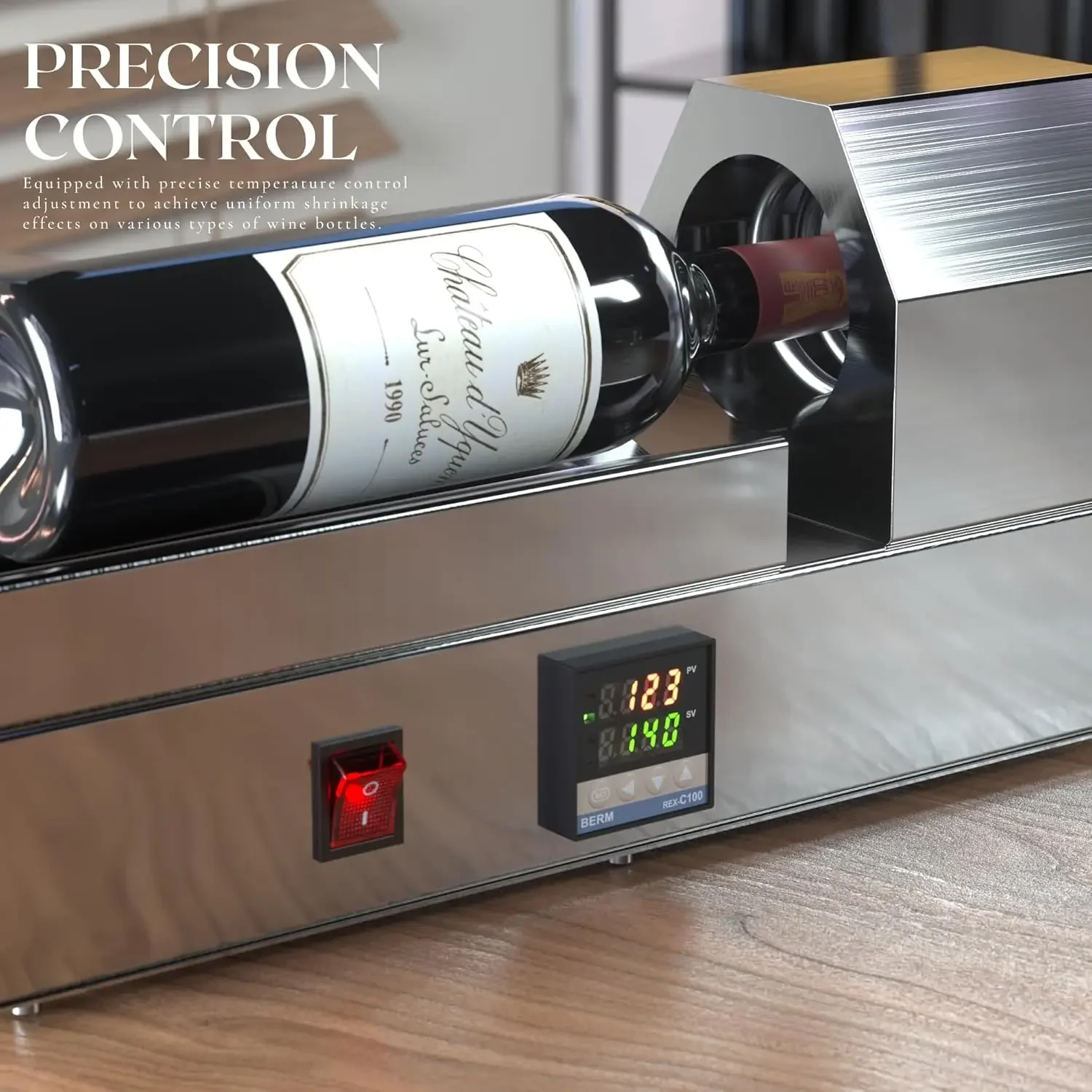 1000W Bottle Cap Wrap Heat Shrinking Machine for PVC Capsules, Thermostatic Digital Display Bottle Sleeve Shrinking Machine