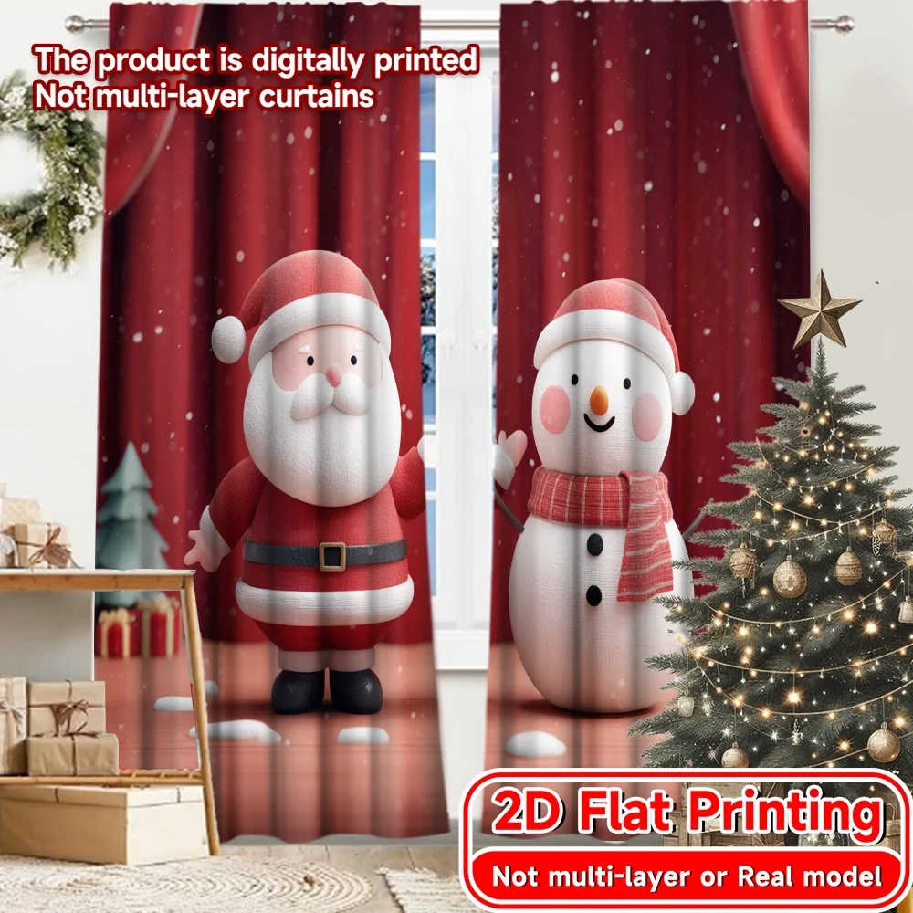 2D Flat Printing,2pcs Holiday Wonderland Modern Modern Curtains Durable Polyester Curtains Decorations For Home Suitable for