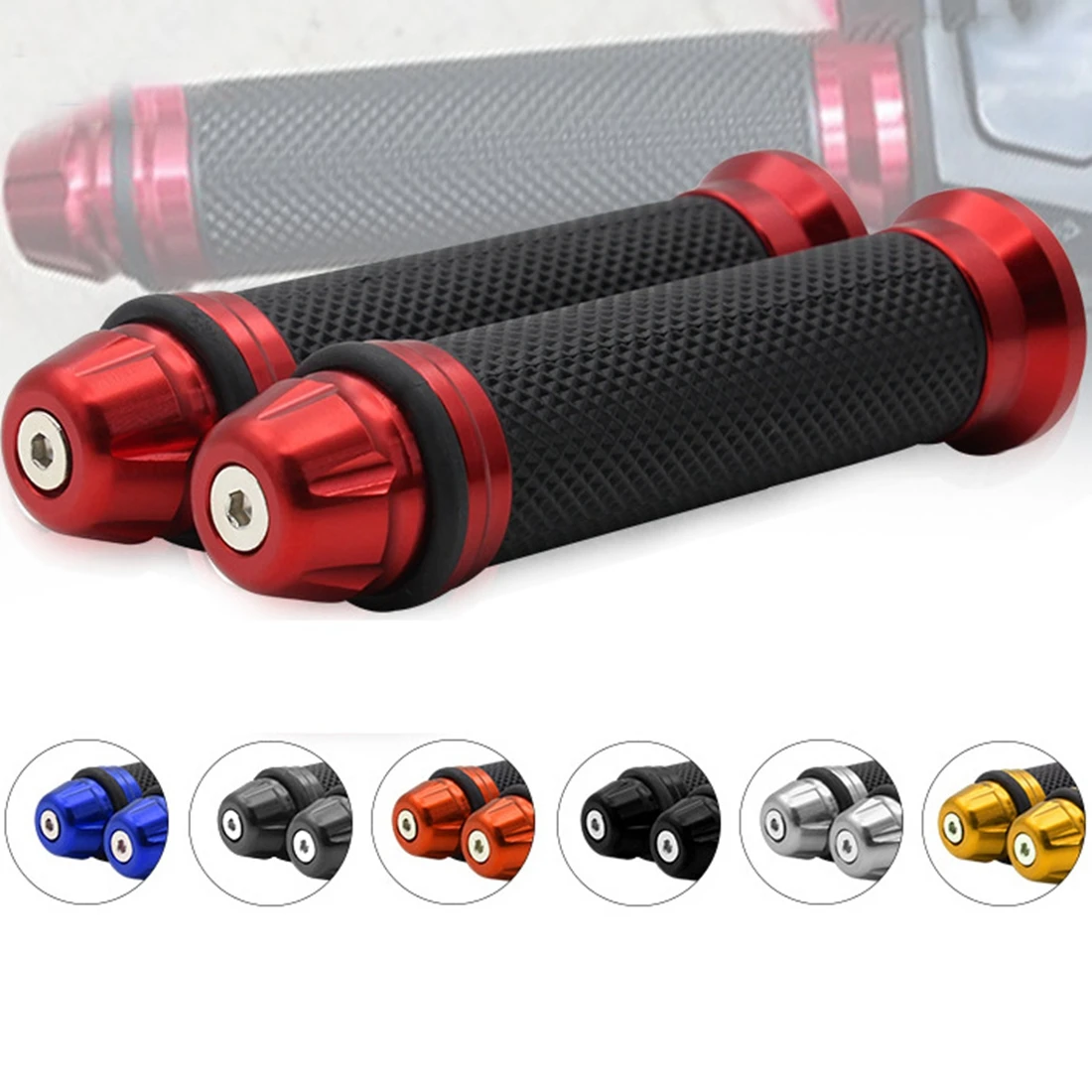 1Pair 7/8\'\' Motorcycle Handle Grips Anti-Slip Handlebar Bar Grips Bicycle Rubber Mountain Cycle Handle Handlebar Bar Grips