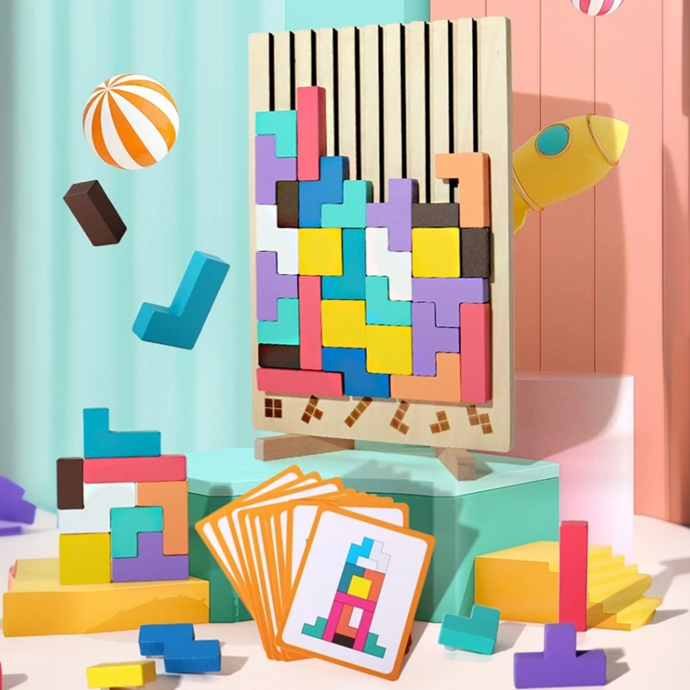 1/2 مجموعة ملونة ثلاثية الأبعاد اللبنات الروسية لعبة الإجهاد الإغاثة الذاكرة لعبة الروسية كتل لغز الدماغ المضايقون لعبة تعليمية Gi #4