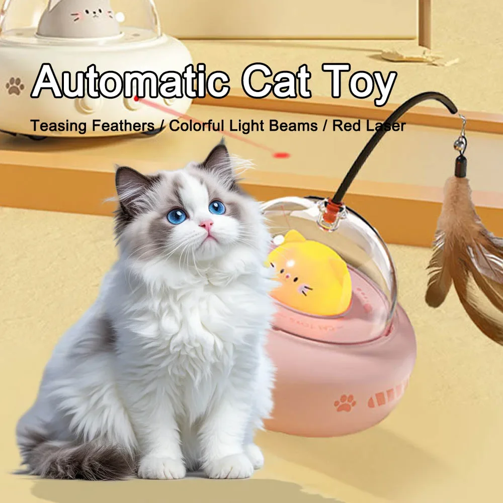Interactive Cat Feather Toy Automatic Rotating Reduce Boredom Promote Exercising Funny Feather Electronic Cat Toy for Home