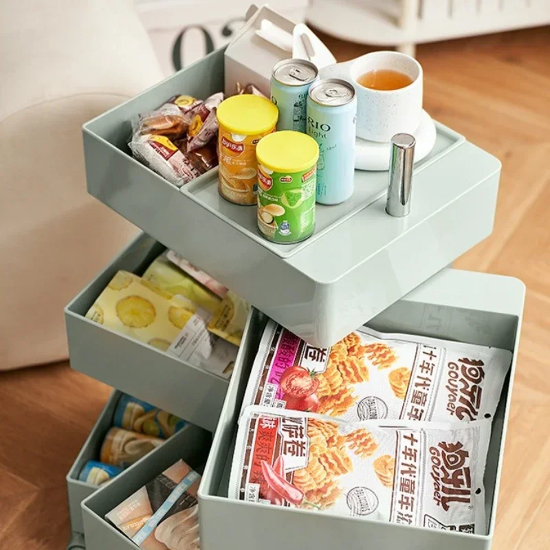 New model Seven layers of simple, rotatable and movable shelves, trolley cabinet under bedside table, cosmetics, snacks storage