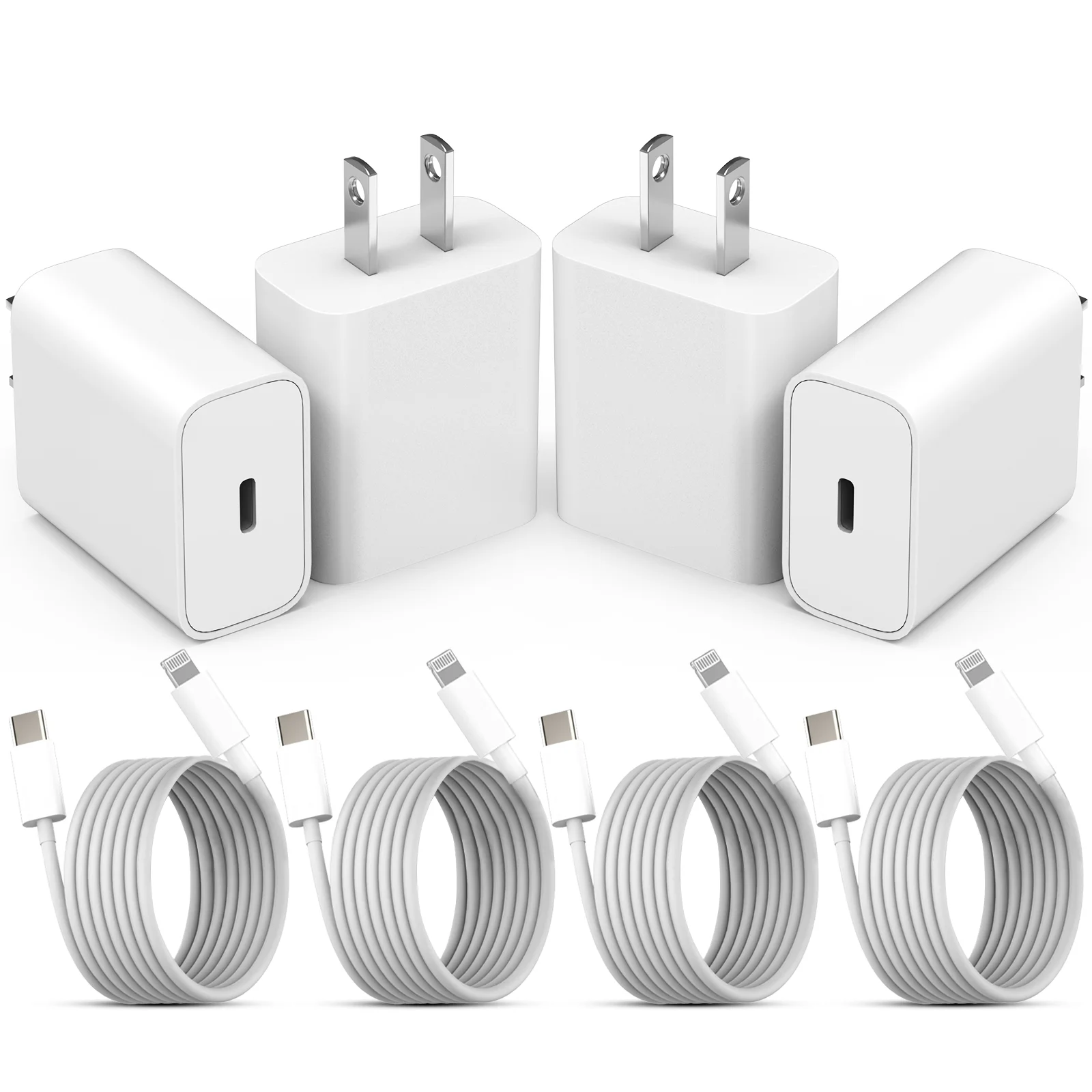 

PD 20W For Apple Fast Charger Adapter USB Type C Charger Quick Charge 3.0 For iPhone 14 13 12 11 XS Pro Max 4 sets