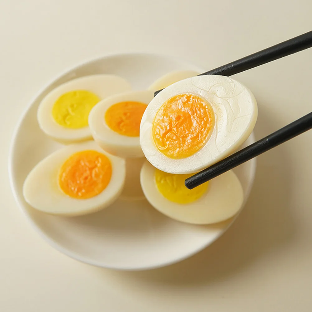 

4 Pcs Simulated Boiled Eggs Artificial Soft-boiled Other Food Lifelike Kitchen Models Faux Prop Pvc for Photography Props Fake