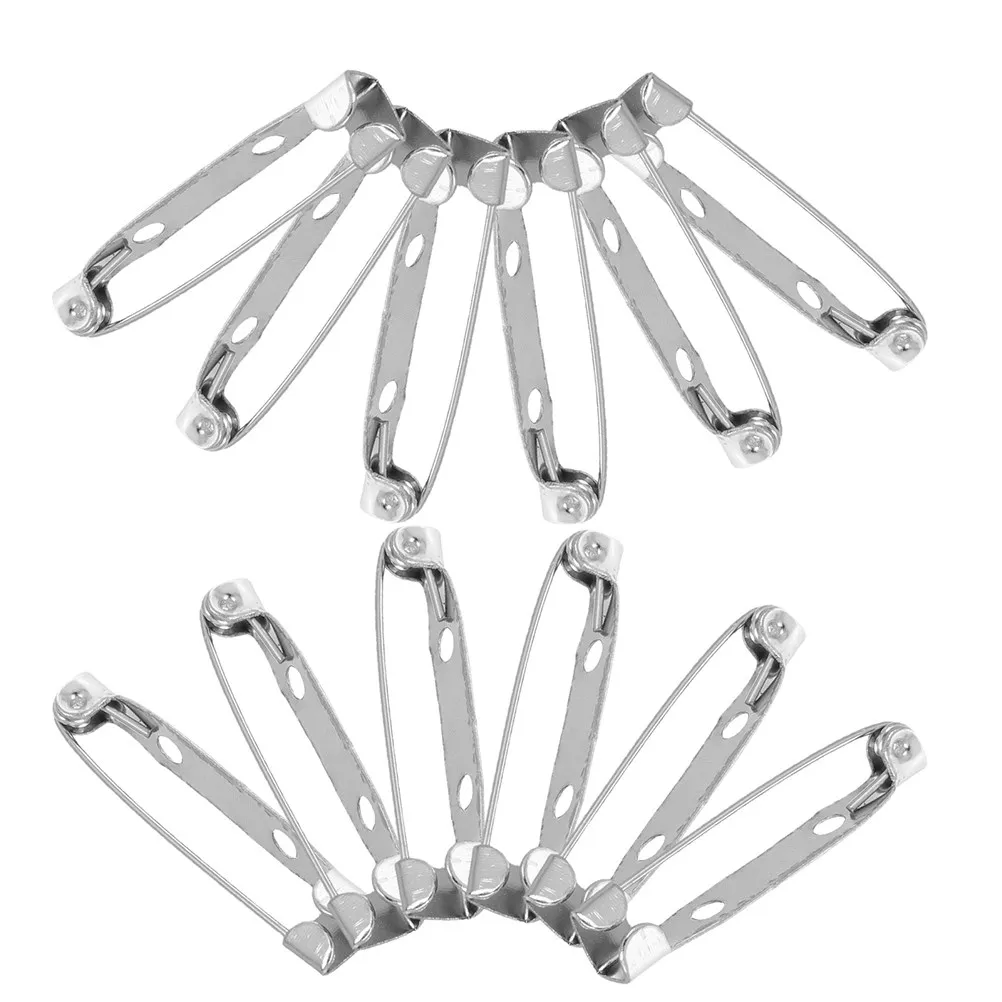 60Pcs Pin Backs for Crafts Silver Plated Metal Locking Clasp Brooch Pins Badge Making DIY Jewelry Supplies Accessories