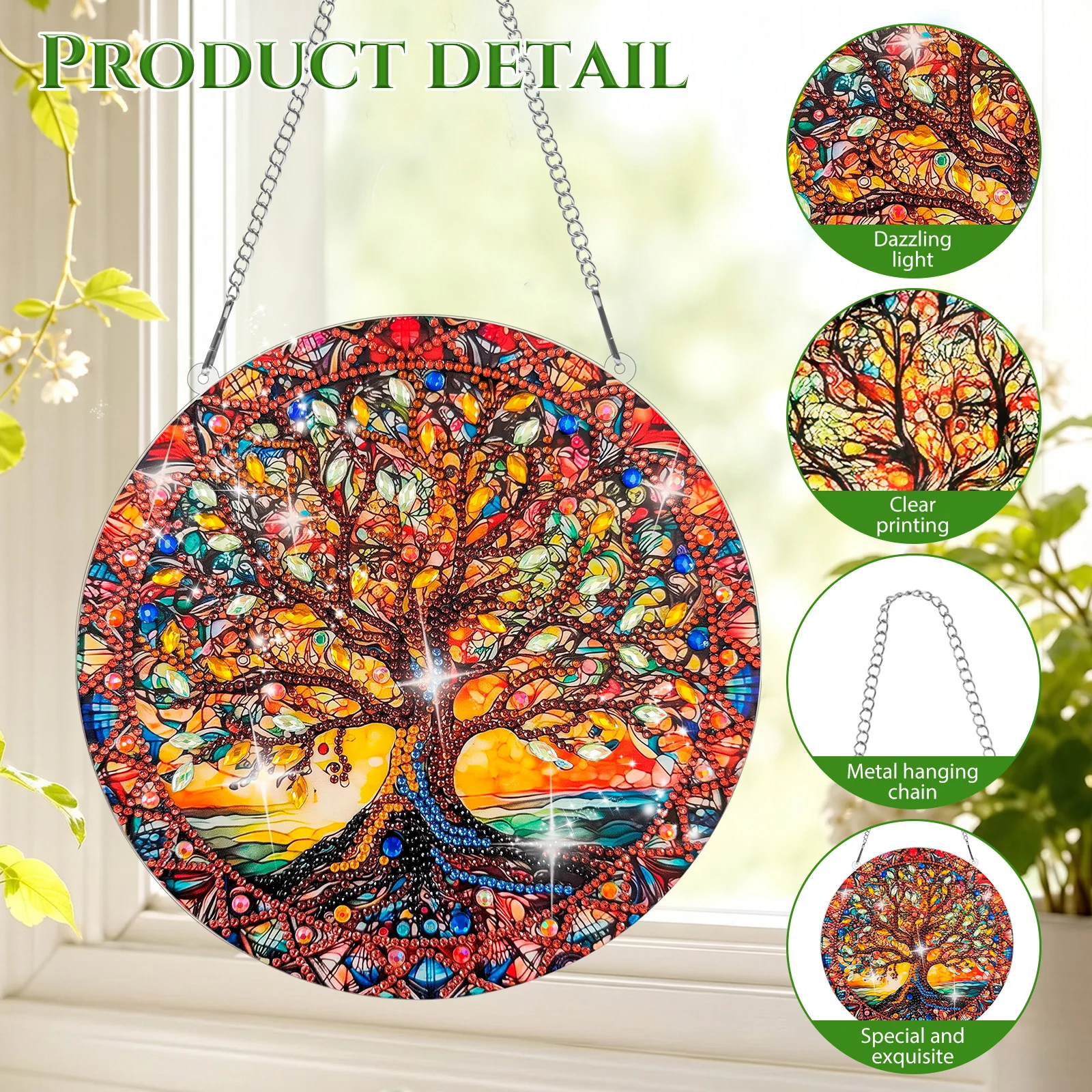 Diamond Art Kits Special Shaped Rhinestone DIY Acrylic Diamond Art Window Wall Pendant Hanging Ornament Kit Rhinestone Painting view 4